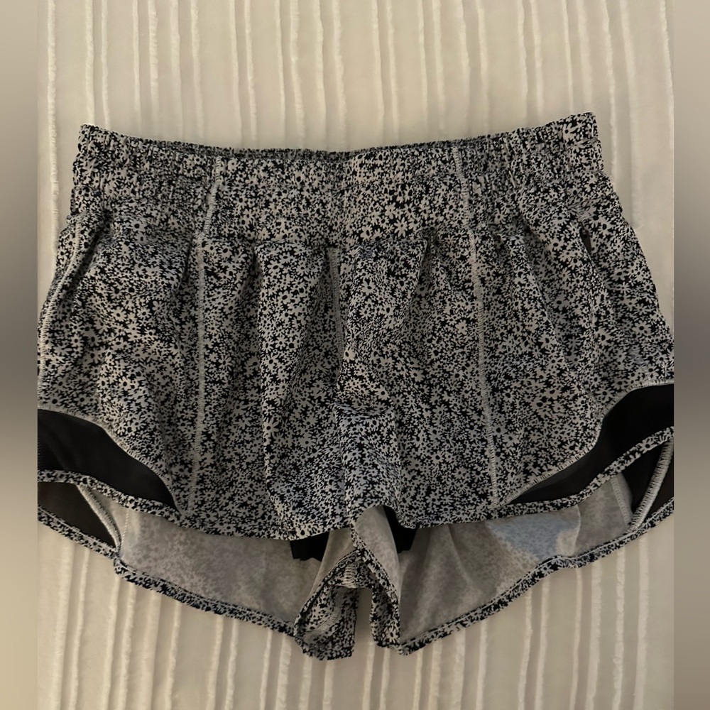 lululemon athletica Black and White Speckled Athletic Shorts